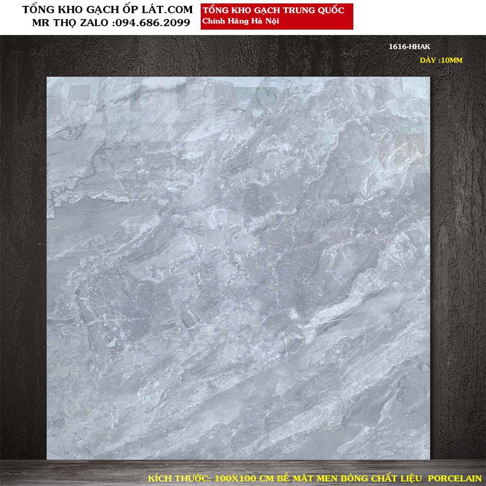 Gạch lát nền vân đá xám ghi Trung Quốc 100x100 cm 1616